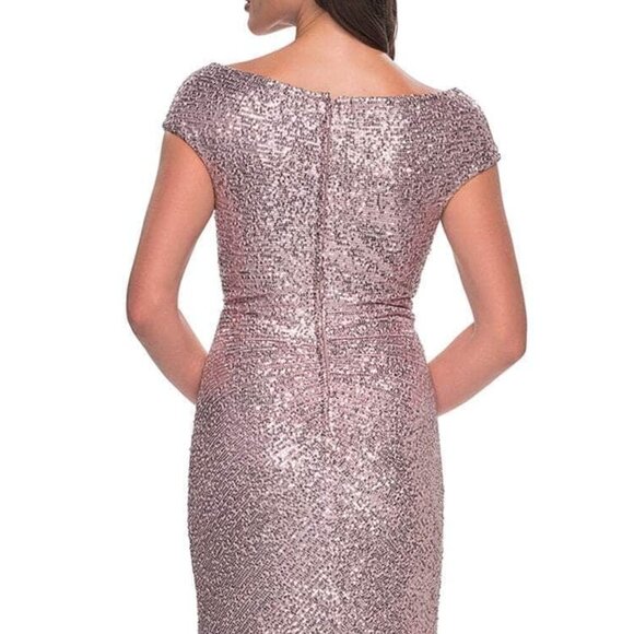 NWT La Femme 30865SC Sequined Mother of the Bride Dress Rose Gold Size 8 - Picture 3 of 7
